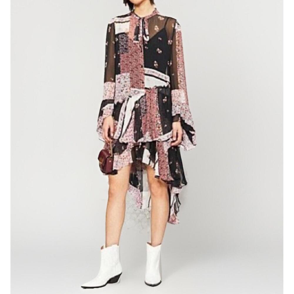 The Kooplers Paris Sheer Patchwork Boho Dress No Slip Sz 3 Or M